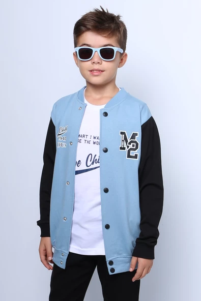 ERKEK ÇOCUK KOLEJ CEKET TSHİRT 2`Lİ TAKIM BASKILI ÇITÇITLI C46 - Resim 5