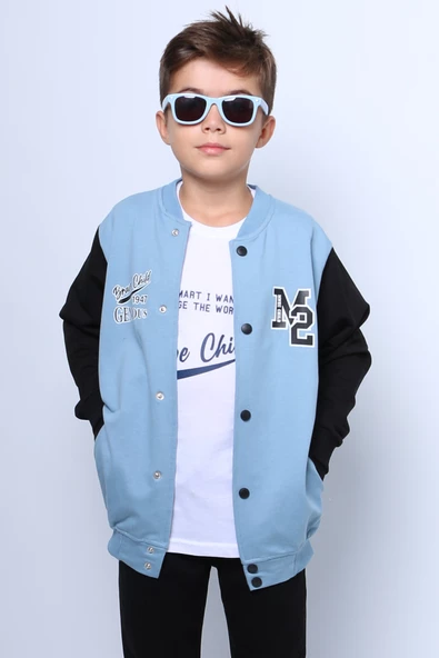 ERKEK ÇOCUK KOLEJ CEKET TSHİRT 2`Lİ TAKIM BASKILI ÇITÇITLI C46 - Resim 6