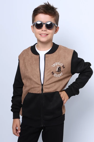 ERKEK ÇOCUK KOLEJ CEKET FERMUARLI BASKILI CEPLİ C32 - Resim 6