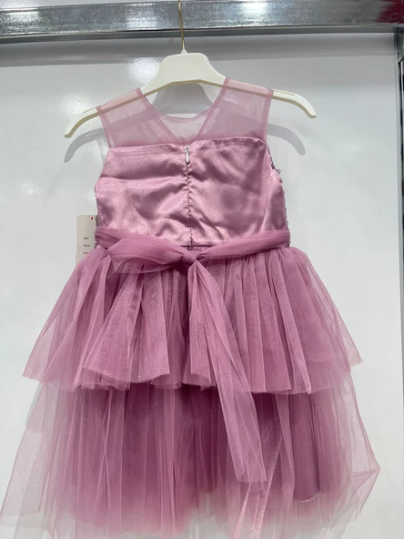 uğurböceğiçocuk 4407 Pul Detay Beli Ponponlu Kız Çocuk Abiye - 10