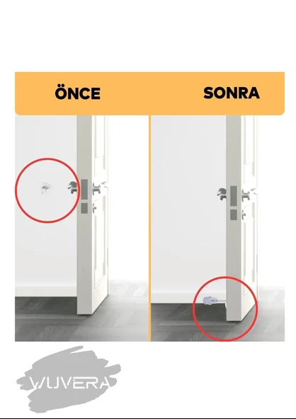 WUVERA Kapı Kolu Stoperi Beyaz 8 Cm Metal Kapı Tamponu Durdurucu Tutucu Tutacağı Kapı Stopu Silikonlu - 4