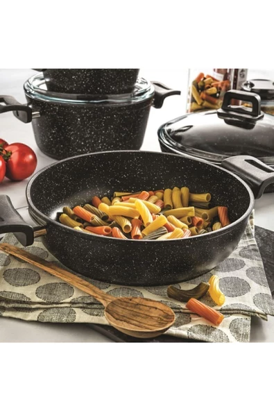 Schafer Savor Yanmaz Yapışmaz 7 Parça Siyah Tencere Seti - Resim 2