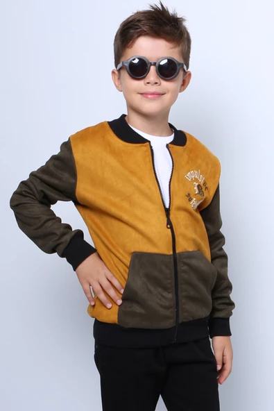 ERKEK ÇOCUK KOLEJ CEKET FERMUARLI BASKILI CEPLİ C32 - Resim 3