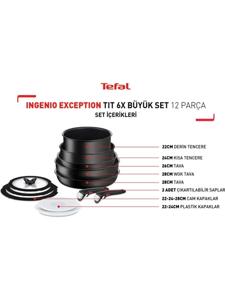 Tefal Ingenio Exception Titanyum 6X 12 Parça Büyük Tava Tencere Seti - 2