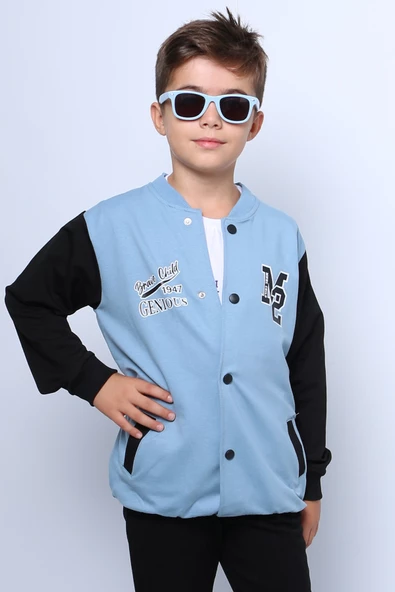 ERKEK ÇOCUK KOLEJ CEKET TSHİRT 2`Lİ TAKIM BASKILI ÇITÇITLI C46 - Resim 7