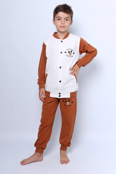 ERKEK ÇOCUK KOLEJ CEKETLİ EŞOFMAN TAKIMI ÇITÇITLI BASKILI CEPLİ C51 - 7