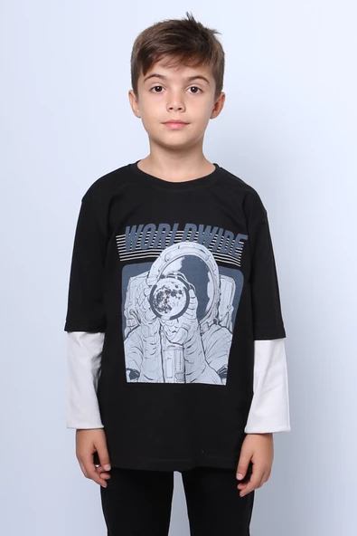 ERKEK ÇOCUK UZUN KOLLU İNCE SWEAT WORLDWİDE BASKILI C53 - 5