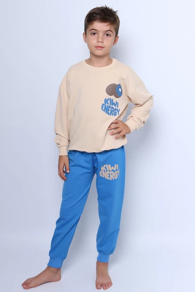 ERKEK ÇOCUK EŞOFMAN TAKIMI SIRT BASKILI RİBANALI C58 - 4