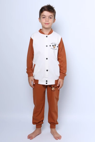 ERKEK ÇOCUK KOLEJ CEKETLİ EŞOFMAN TAKIMI ÇITÇITLI BASKILI CEPLİ C51 - 5