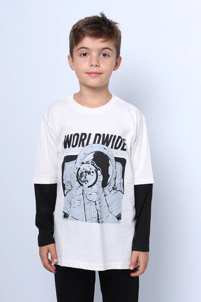 ERKEK ÇOCUK UZUN KOLLU İNCE SWEAT WORLDWİDE BASKILI C53 - 2