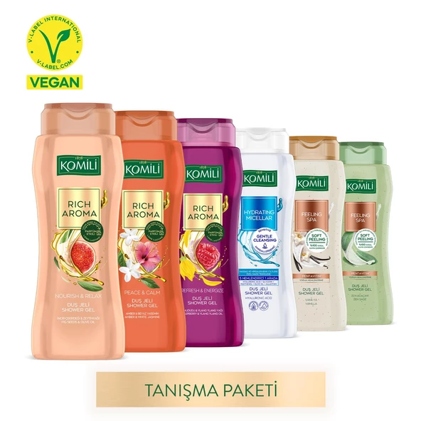 Komili Duş Jeli Tanışma Paketi 6'lı Set - Yeni Seri - Vegan - 6 X 500 ML