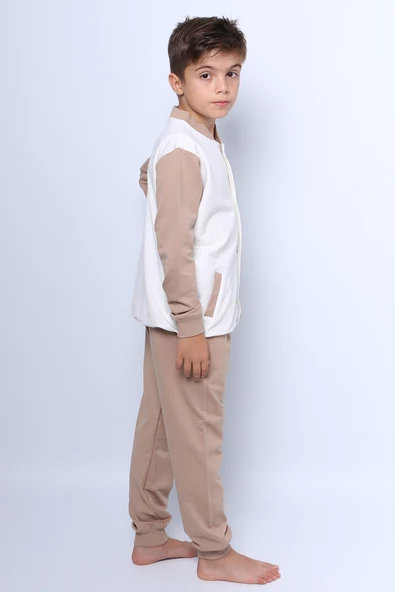 ERKEK ÇOCUK KOLEJ CEKETLİ EŞOFMAN TAKIMI ÇITÇITLI BASKILI CEPLİ C51 - 2