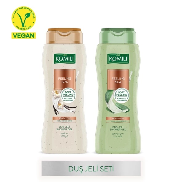 Komili Feeling Spa 2'li Peeling Etkili Duş Jeli Seti - Vegan - 2 x 500 ML