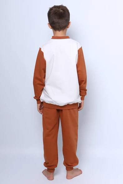 ERKEK ÇOCUK KOLEJ CEKETLİ EŞOFMAN TAKIMI ÇITÇITLI BASKILI CEPLİ C51 - 8