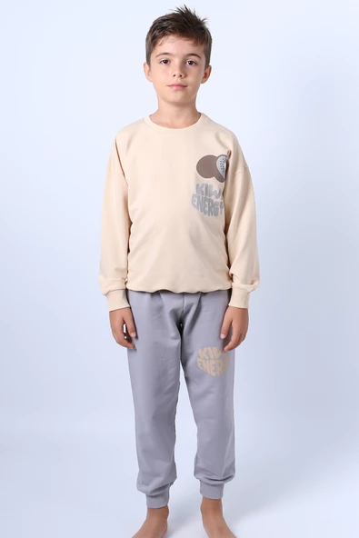 ERKEK ÇOCUK EŞOFMAN TAKIMI SIRT BASKILI RİBANALI C58 - 2