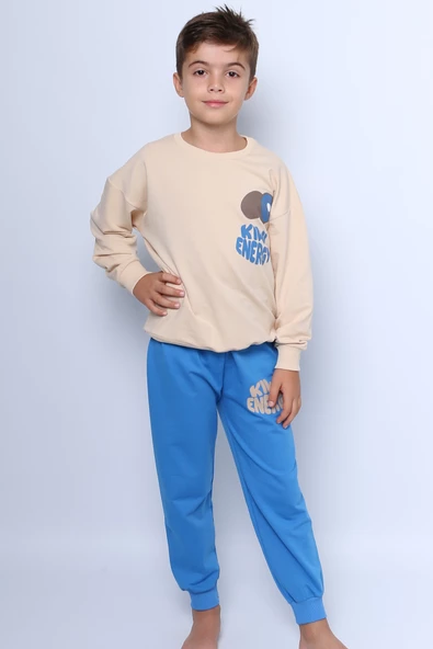 ERKEK ÇOCUK EŞOFMAN TAKIMI SIRT BASKILI RİBANALI C58 - 5