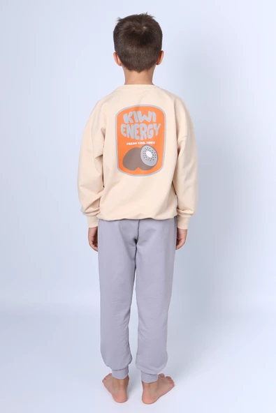 ERKEK ÇOCUK EŞOFMAN TAKIMI SIRT BASKILI RİBANALI C58 - 3