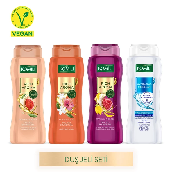 Komili Rich Aroma & Micellar Duş Jeli Seti - Vegan - 4 x 500 ML