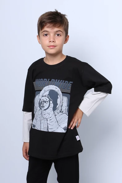 ERKEK ÇOCUK UZUN KOLLU İNCE SWEAT WORLDWİDE BASKILI C53 - 4