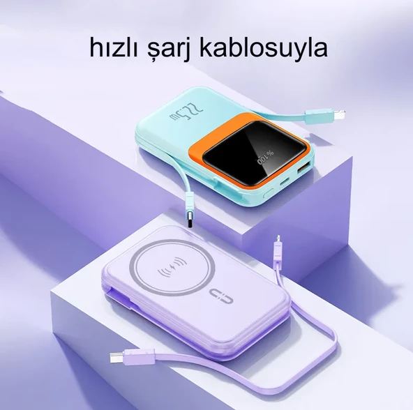 Manyetik Hızlı Şarj Güç Banka 10000mAh Taşınabilir Led Ekranlı Kablosuz  Magsafe Güç Bankası - Resim 3