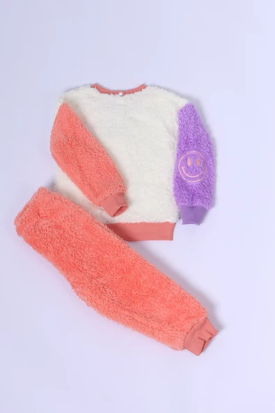 ÇOCUK PELUŞ ALT-ÜST TAKIM BASKILI KOLLARI RENKLİ D23 - 6