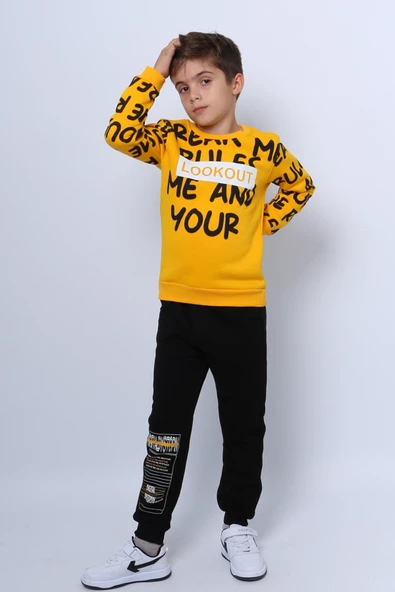 ERKEK ÇOCUK 3 İPLİK EŞOFMAN TAKIMI BASKILI D26 - 5