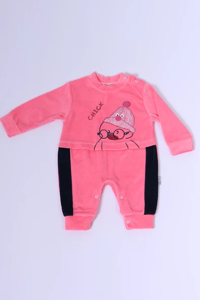 BEBEK KADİFE TULUM UZUN KOLLU ÇITÇITLI BASKILI D5 - 4