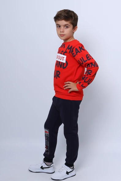 ERKEK ÇOCUK 3 İPLİK EŞOFMAN TAKIMI BASKILI D26 - 3