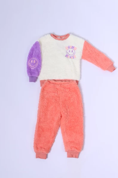 ÇOCUK PELUŞ ALT-ÜST TAKIM BASKILI KOLLARI RENKLİ D23 - 4