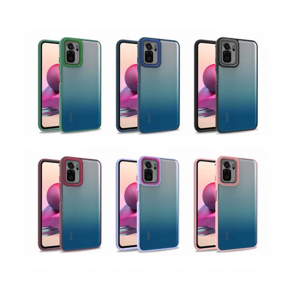 Xiaomi Redmi Note 10 Kılıf Kamera Çıkıntılı Arkası Şeffaf Köşeleri Parlak Renkli Işlemeli Flora Kapak - 3