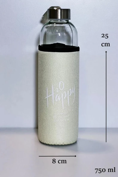 Nishev.com Evini Sev Kılıflı Cam Matara Suluk 750 Ml - Sarı - 2