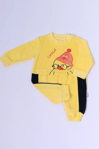 BEBEK KADİFE TULUM UZUN KOLLU ÇITÇITLI BASKILI D5 - 8