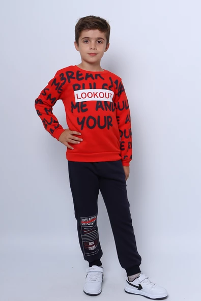 ERKEK ÇOCUK 3 İPLİK EŞOFMAN TAKIMI BASKILI D26 - 2