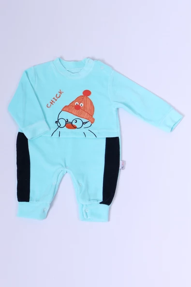 BEBEK KADİFE TULUM UZUN KOLLU ÇITÇITLI BASKILI D5 - 2