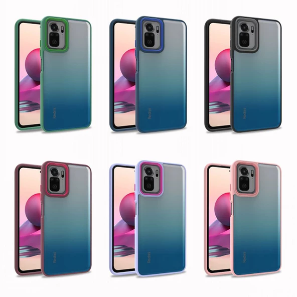 Xiaomi Redmi Note 10 Kılıf Kamera Çıkıntılı Arkası Şeffaf Köşeleri Parlak Renkli Işlemeli Flora Kapak - 12