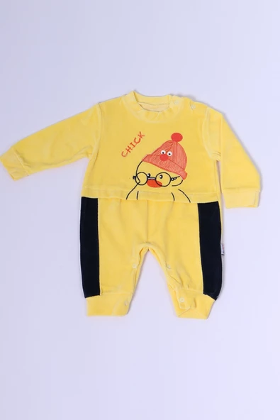 BEBEK KADİFE TULUM UZUN KOLLU ÇITÇITLI BASKILI D5 - 7