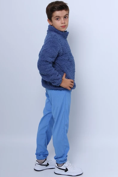 ERKEK ÇOCUK PELUŞ ALT-ÜST TAKIM FERMUARLI NAKIŞLI D49 - Resim 7