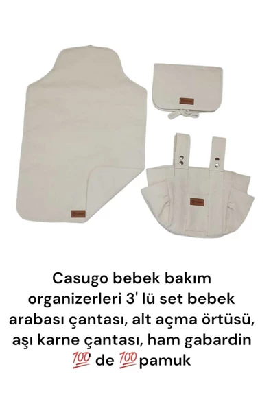 CASUGO Bebek Arabası Çantası , Organizer , Bebek Bakım Çantası , Bebek Seti - Ekru - SU SHOP.