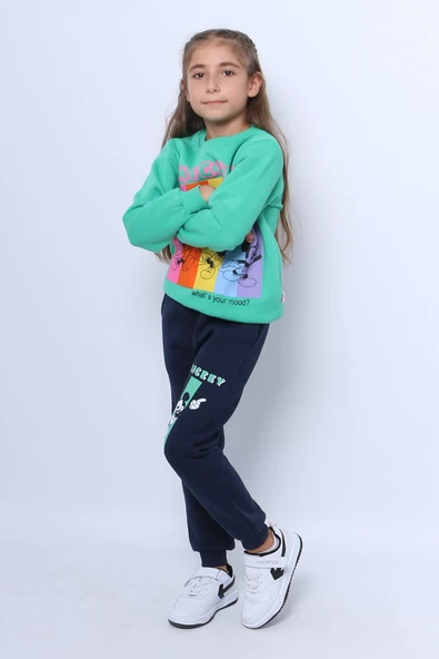 KIZ ÇOCUK 3 İPLİK EŞOFMAN TAKIMI KARAKTER BASKILI D36 - 5