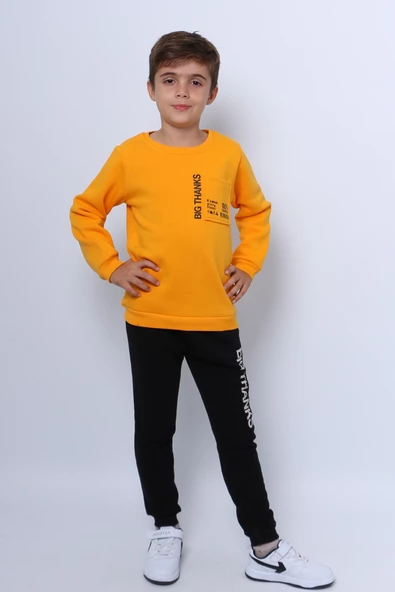 ERKEK ÇOCUK 3 İPLİK EŞOFMAN TAKIMI BASKILI CEP DETAYLI D29 - 10