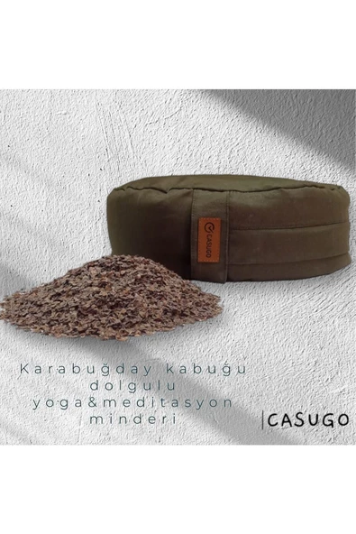 CASUGO Yoga Minderi Meditasyon Minderi - Karabuğday Kabuğu Dolgulu Haki Renk