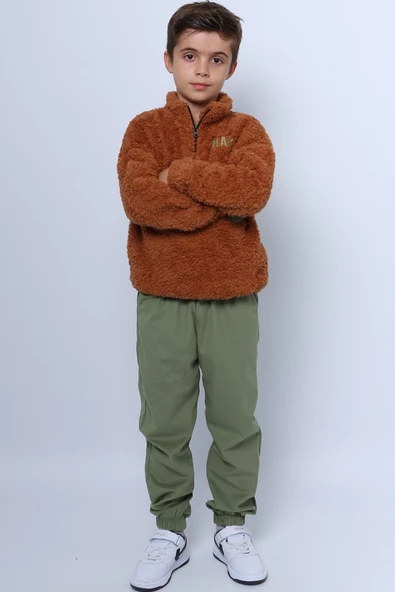 ERKEK ÇOCUK PELUŞ ALT-ÜST TAKIM FERMUARLI NAKIŞLI D49 - Resim 2