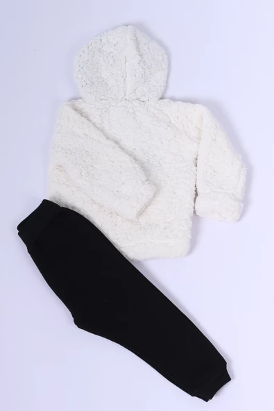 ERKEK ÇOCUK PELUŞ EŞOFMAN TAKIMI BASKILI KAPŞONLU D30 - 6
