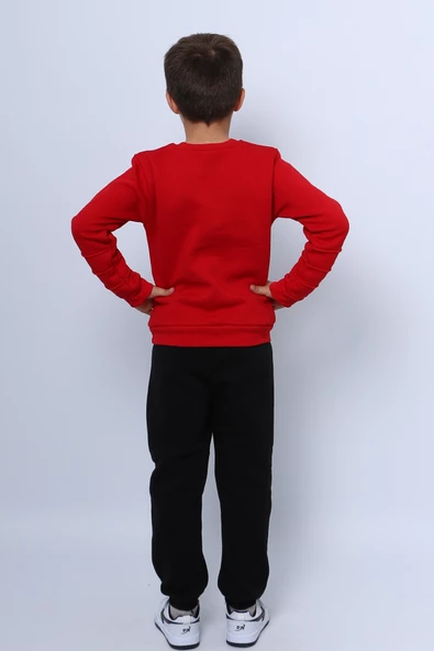 ERKEK ÇOCUK 3 İPLİK EŞOFMAN TAKIMI BASKILI CEP DETAYLI D33 - Resim 4