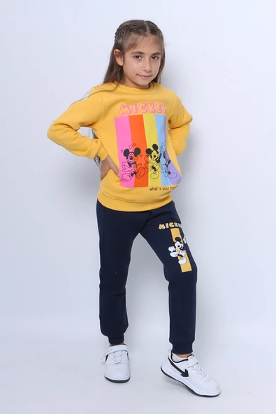KIZ ÇOCUK 3 İPLİK EŞOFMAN TAKIMI KARAKTER BASKILI D36