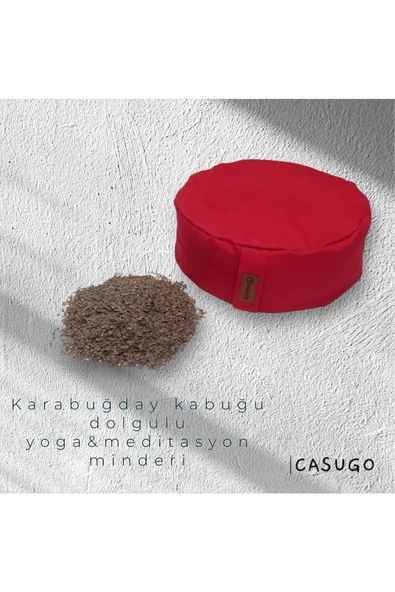 CASUGO Yoga Minderi Meditasyon Minderi - Karabuğday Kabuğu Dolgulu Kırmızı