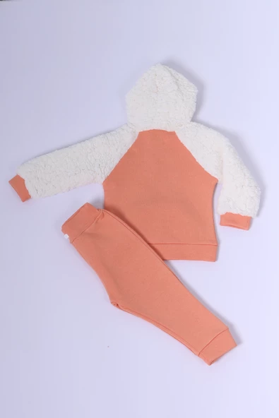 BEBEK PELUŞ EŞOFMAN TAKIMI BASKILI ÇITÇITLI D38 - 6