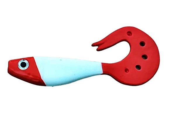 Turna Levrek Silikonu 10 cm Orak Kuyruk Kırmızı Kafa Kuyruk Sahte Yem 1 Adet