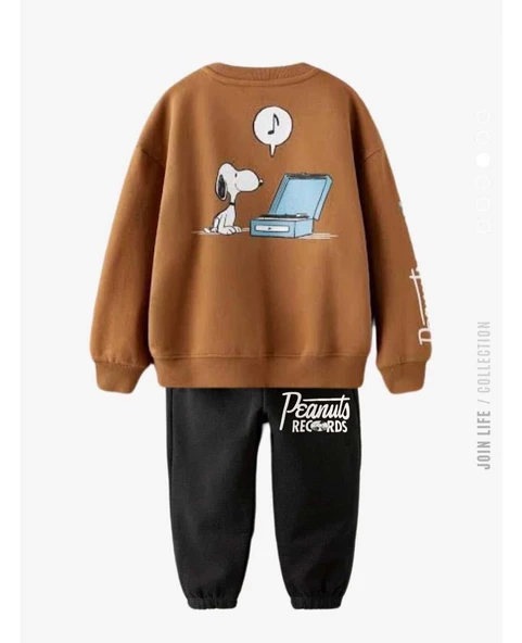 ERKEK ÇOCUK SNOOPY MODELLİ PAMUK BİSİKLET YAKA EŞOFMAN TAKIMI - 5