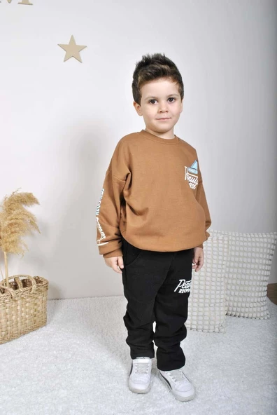 ERKEK ÇOCUK SNOOPY MODELLİ PAMUK BİSİKLET YAKA EŞOFMAN TAKIMI - 2